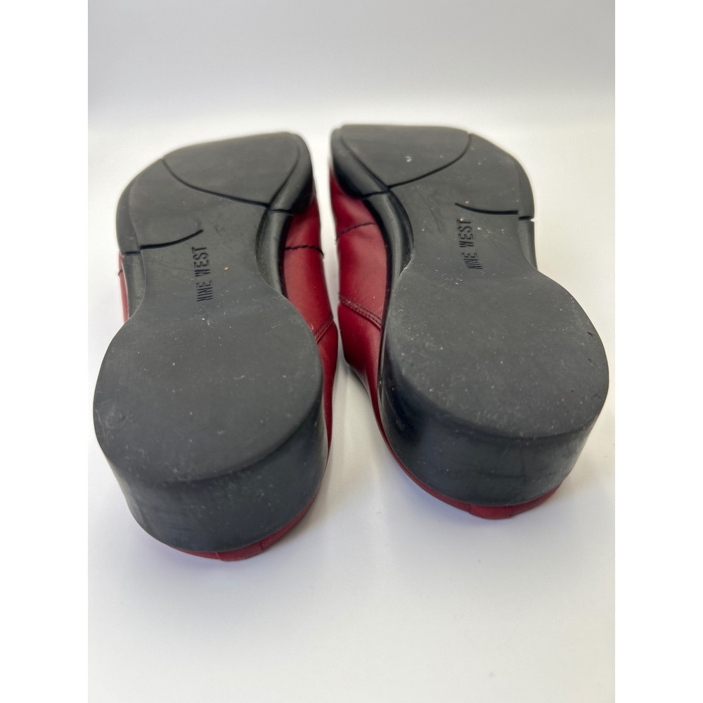 Nine West Renny Red Leather Slide Mules Womens 7.5 Square Low Wedge 90's Heels - Picture 10 of 13